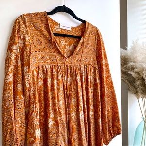 Goodnight Macaroon Orange Bohemian Peasant Tassel Top